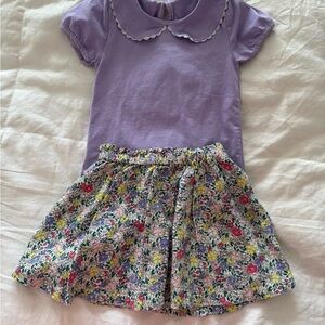 Old navy floral print skirt with Amazon essentials Peter Pan top